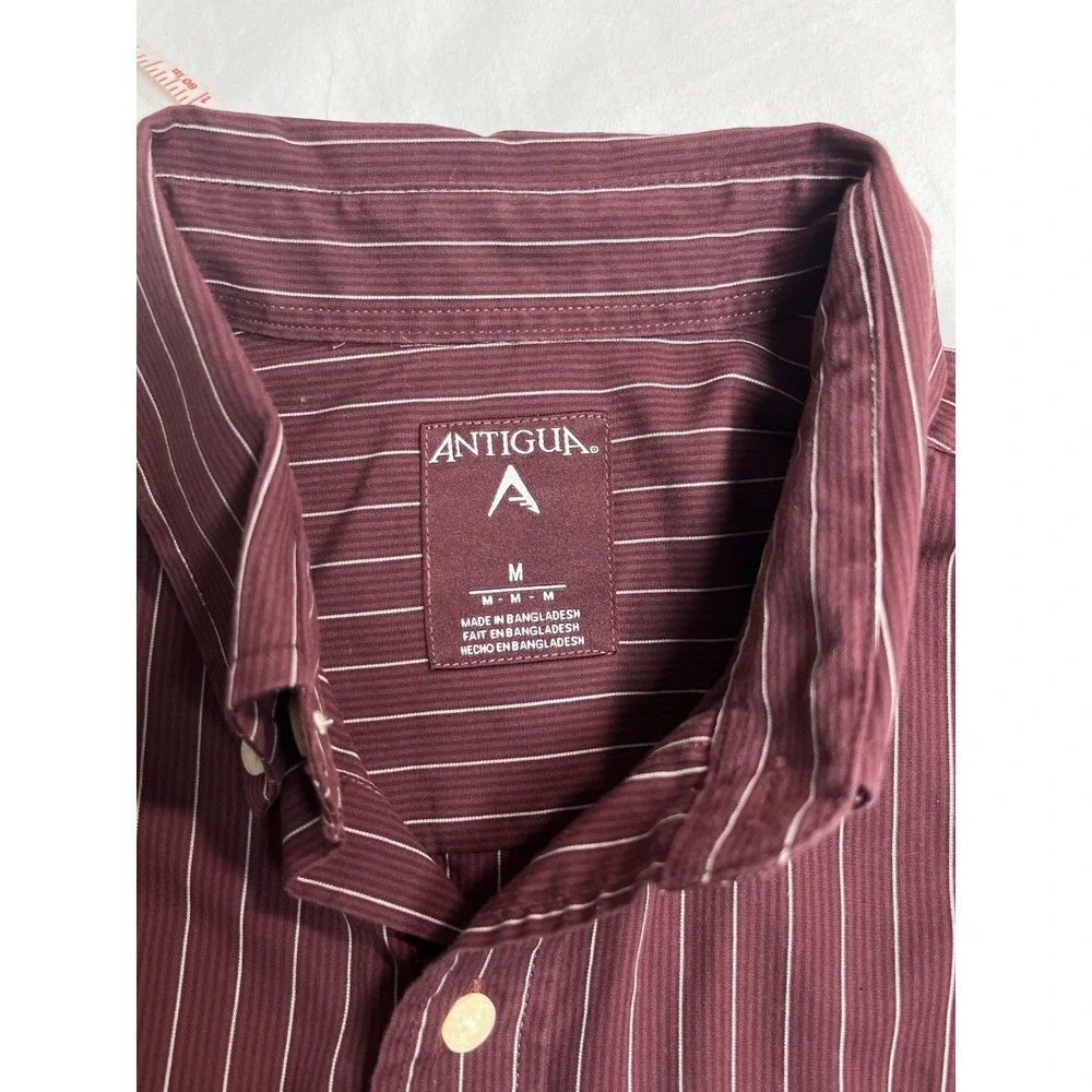 Texas A&M Aggies Antigua Button Down Shirt Men's M Maroon Stripes Long Sleeve - Picture 5 of 14
